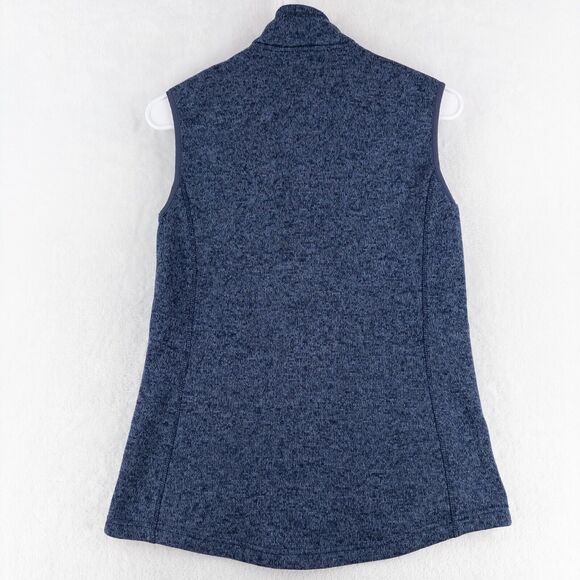 ORVIS Marled Fleece Full Zip Vest XS Mock Neck Princess Seamed Sweater Blue - Picture 6 of 10